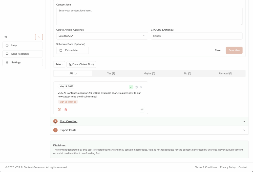 VDS AI: Social Media Ideas Generator